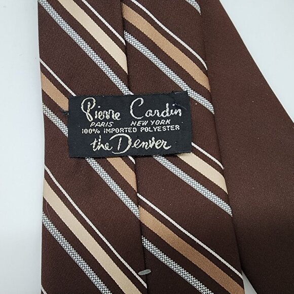 Pierre Cardin Necktie Stripe Brown 3.25"W 54.5" L VTG Retro - Picture 5 of 5